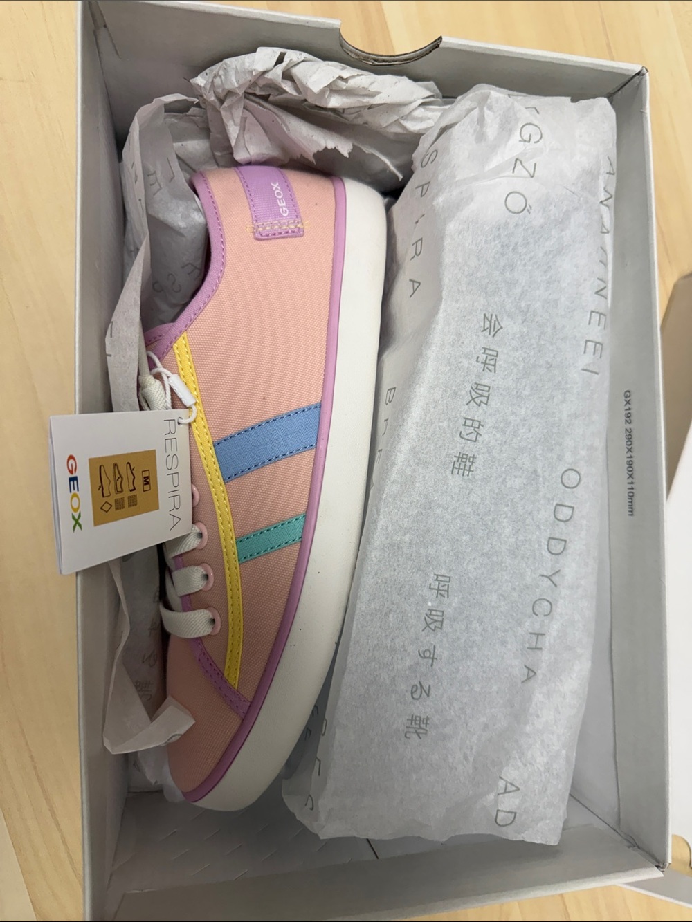 Geox  Pastel Pink Multi-Stripe Low-Top Sneaker